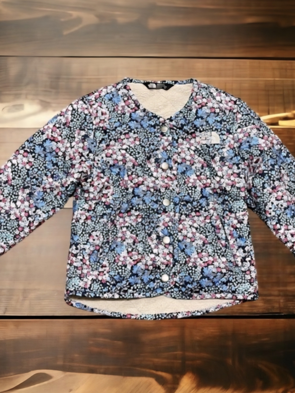 The North Face Floral Quilted Jacket in Blue/Pink/Black